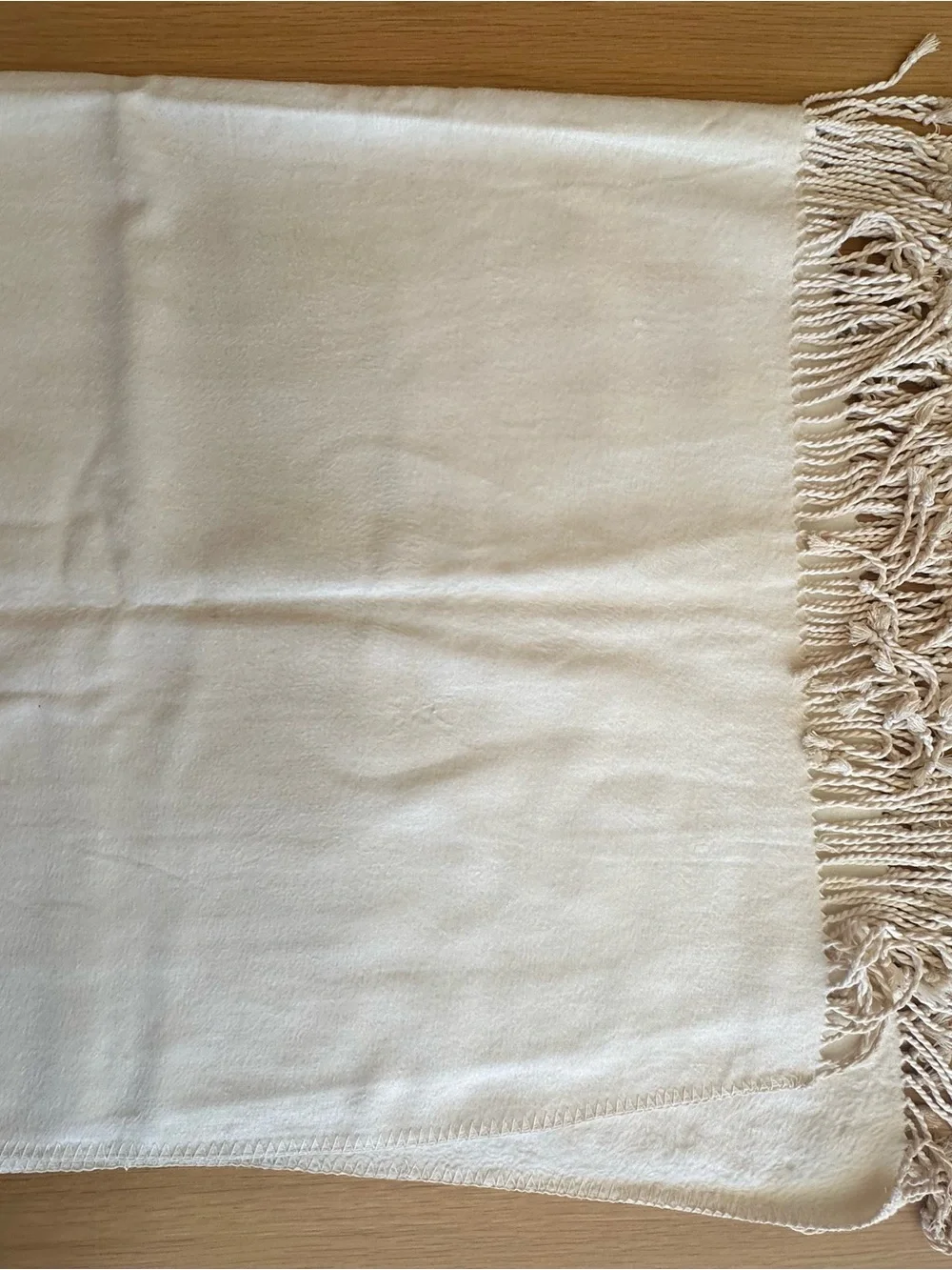 JC Penny Cream Cotton Fringe Bath Throw